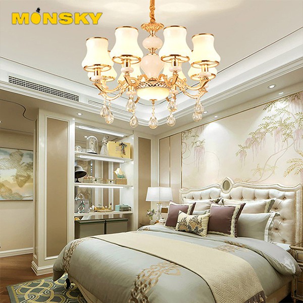 Đèn chùm MONSKY trang trí pha lê mang phong cách Châu Âu ( Loại 8 bóng)