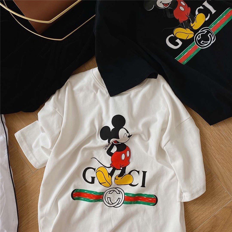 Áo phông cho bé gái bé trai set 2 áo thun in hình chuột mickey đen trắng chất mát kèm túi giấy JIMADO SF738