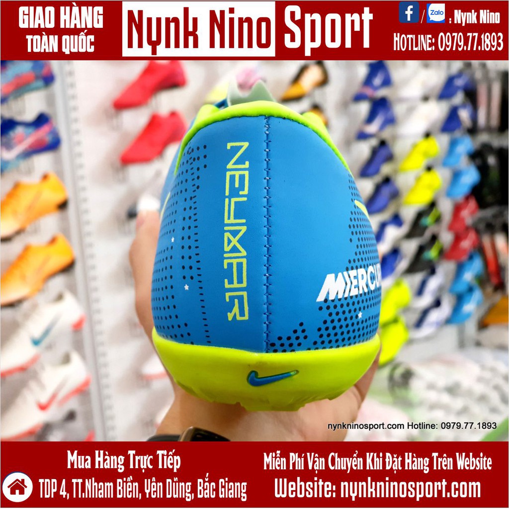 Giày Bóng Đá Mercurial Neymar Xanh Biển Vạch Trắng TF