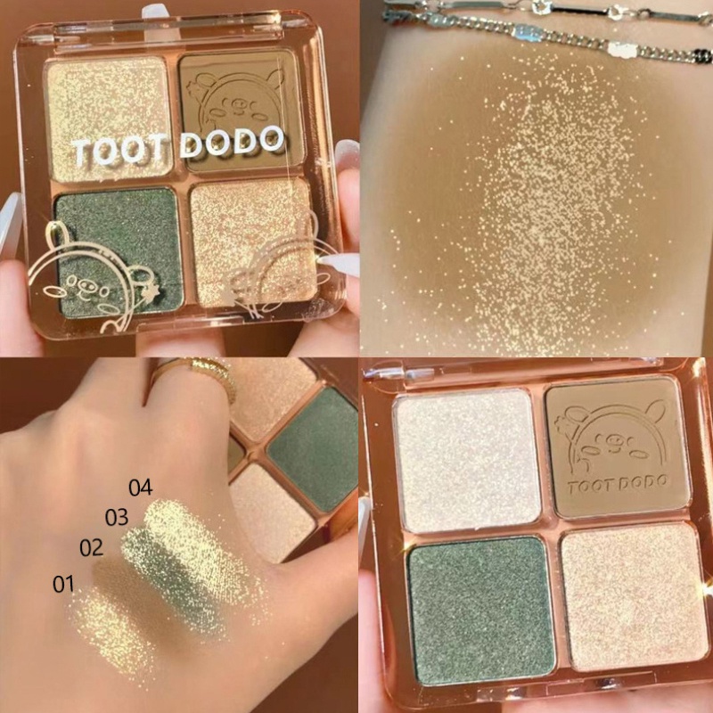 Bảng Phấn Mắt 4 Màu Sắc Hiệu Ứng Lì/ Ánh Nhũ Chống Nước Thời Trang