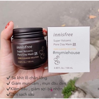 MẶT NẠ ĐẤT SÉT TRO NÚI LỬA INNISFREE SUPER VOLCANIC PORE CLAY MASK 2X – 100ml