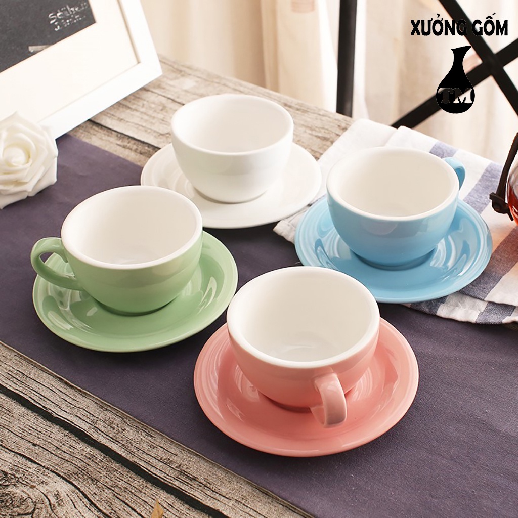 Bộ Tách Uống Trà, Cà Phê Capuchino - 220ml Xưởng Gốm TM Bát Tràng