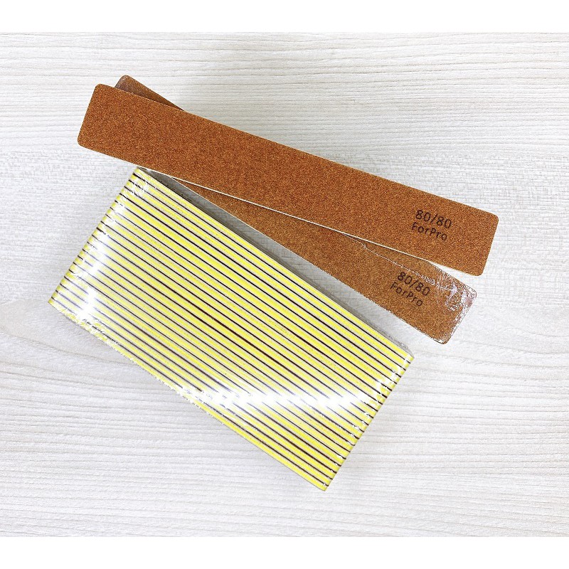 Một cây dũa móng tay giả bột đắp nhám da bò nâu chuẩn hàng xuất cao cấp độ nhám 80 hai mặt giấy nhám Mỹ