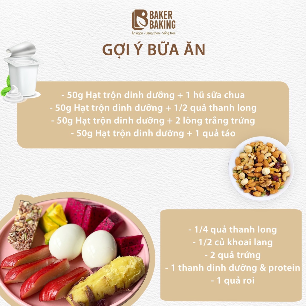 Hạt dinh dưỡng Mixed Nuts không hoa quả sấy, không đường, không chất bảo quản tốt cho mẹ bầu Baker Baking 500g