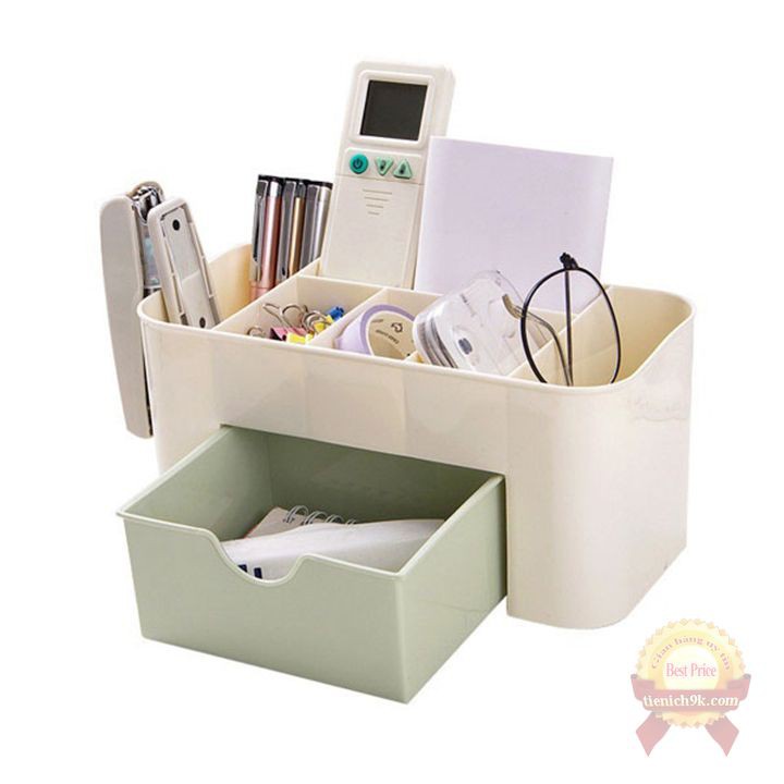 Hộp Đựng Mỹ Phẩm Có Ngăn Kéo Khay Để Son , Nước Hoa , Chì Kẻ Mắt Mày , Tẩy Trang Làm Bằng Nhựa 6 Ngăn