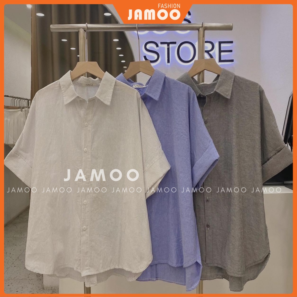 Áo sơ mi kẻ sọc vạt bàu khuy sau - Áo sơ mi kẻ JAMOO