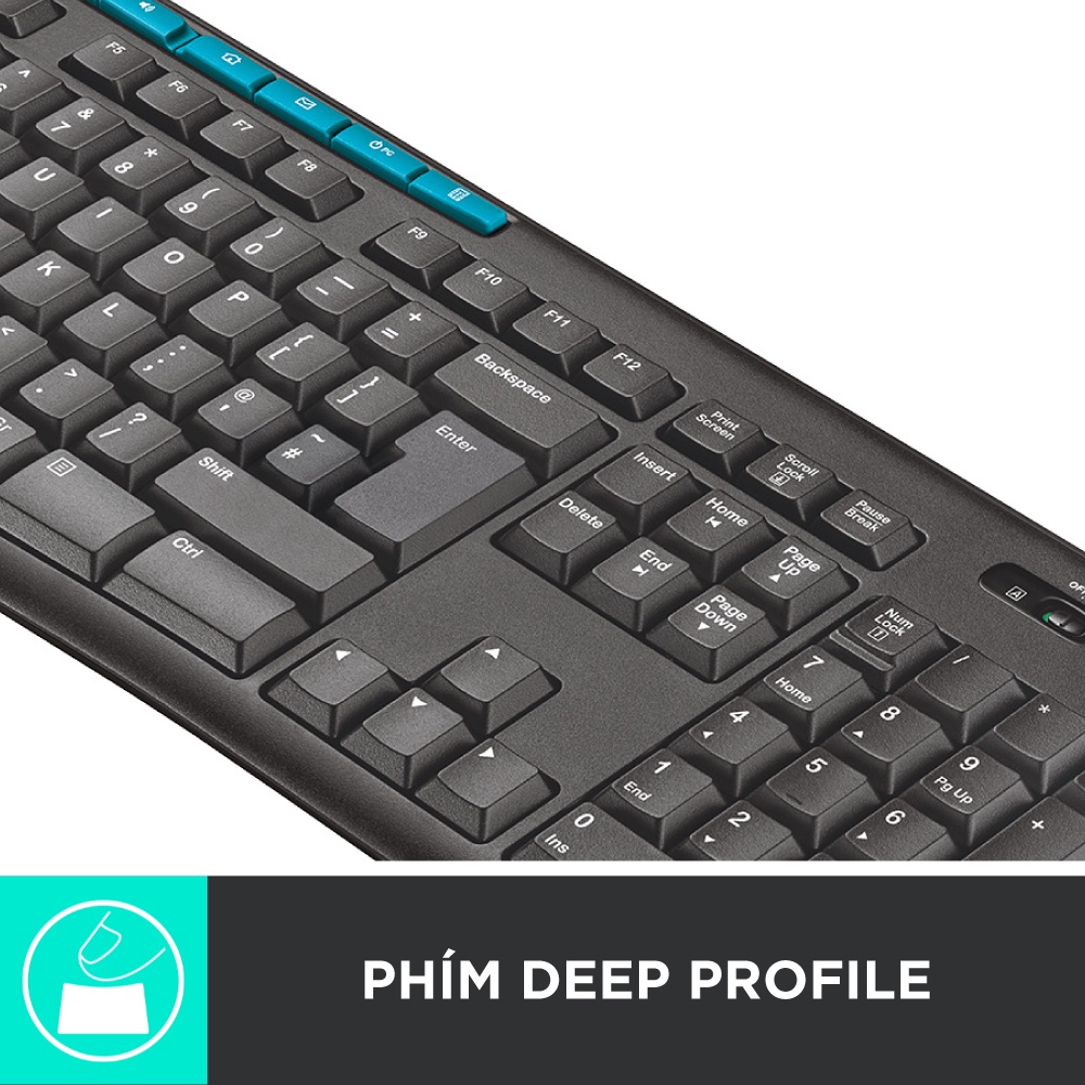 [Mã ELLOGIWL5 giảm 10% đơn 500K] Combo chuột phím không dây Logitech MK275 - Phím media &amp; viền chuột nổi bật, 1 đầu USB