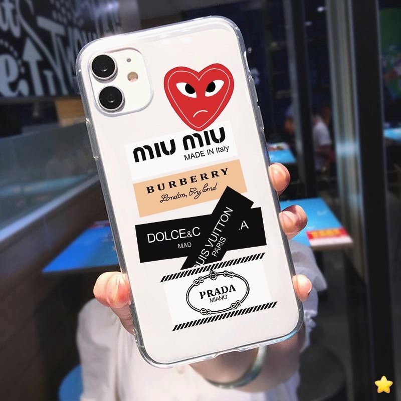 Casing Fashion Label Google Pixel 6 Pro/Pixel 3 3A 4 XL/Pixel 5a 5G Y20i Y20 Y12s Y17 Y15 Y12 A9 A5 2020 Luxury Brand Clear Soft Silicone Shockproof Cover