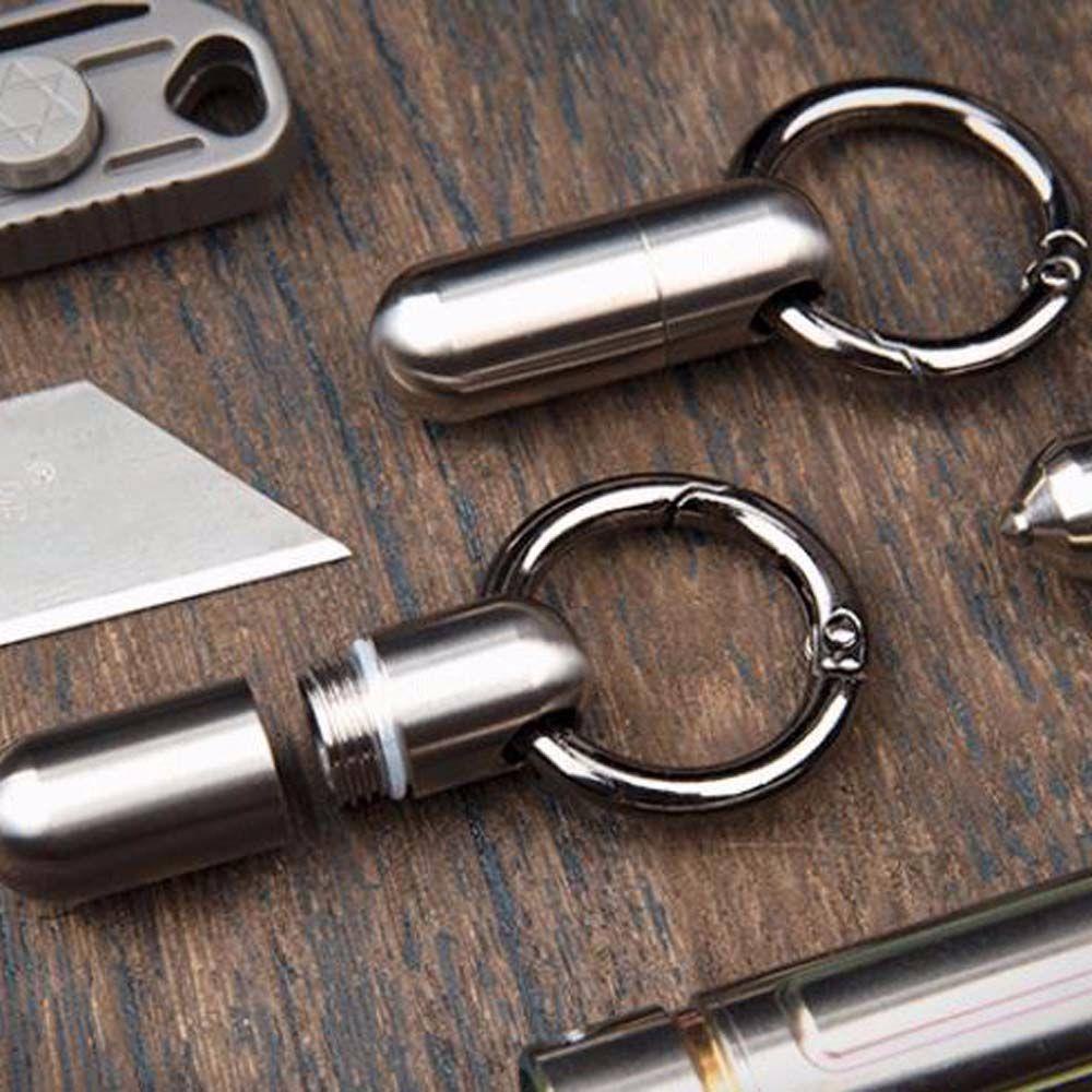 Hộp Đựng Thuốc Viên Bằng Hợp Kim Titan Chống Thấm Nước Có Móc Khóa Tiện Dụng Mang Theo Du Lịch