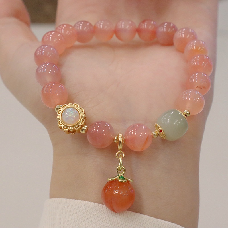 [Hàng Mới] Vòng Đeo Tay Mặt Đá Muối Biển Mã Não Ngọt Ngào Cho Nữ