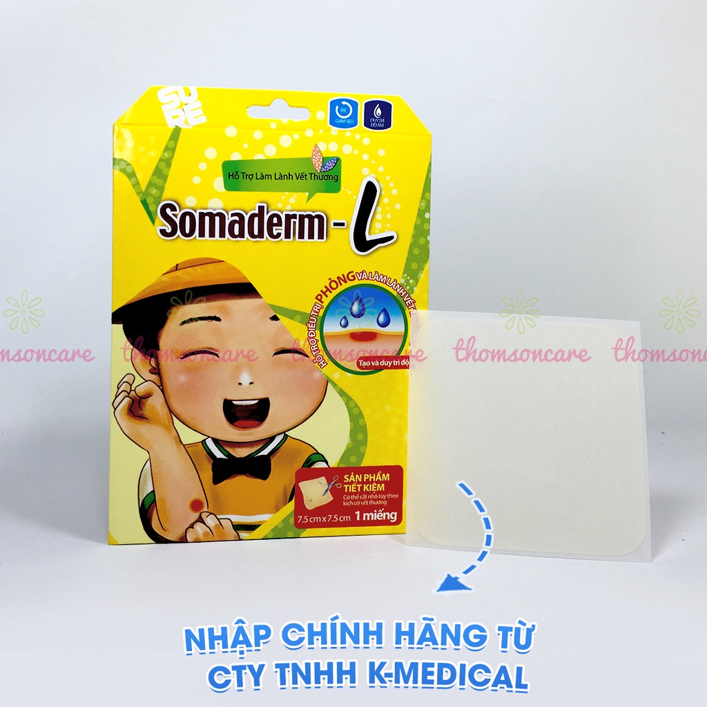 Miếng dán hút mụn, làm lành vết thương Somaderm từ Hàn Quốc, hộp 1 miếng trong suốt có thể cắt nhỏ
