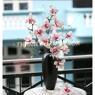 Lọ hoa Bát Tràng cao cấp FREESHIP Bình hoa gốm cao 34 cm màu đen tuyền