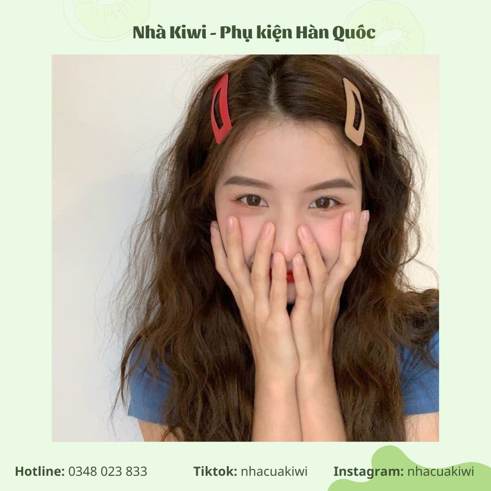 Kẹp tóc mái da tone màu vintage