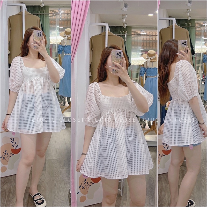 Áo Babydoll Tay Bồng FELIDA Bo Lưng Chun 3Màu