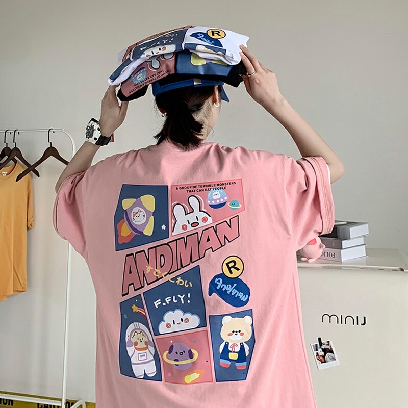 Áo phông cotton unisex, áo thun tay lỡ nam nữ form rộng thấm hút mồ hôi in hình RETUARN