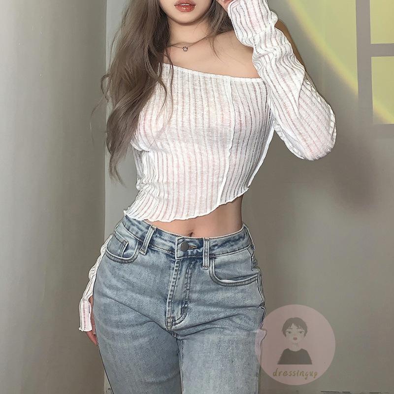 Áo Thun Dài Tay Màu Trơn Thiết Kế Độc Đáo Thời Trang Mùa Hè Cho Nữ