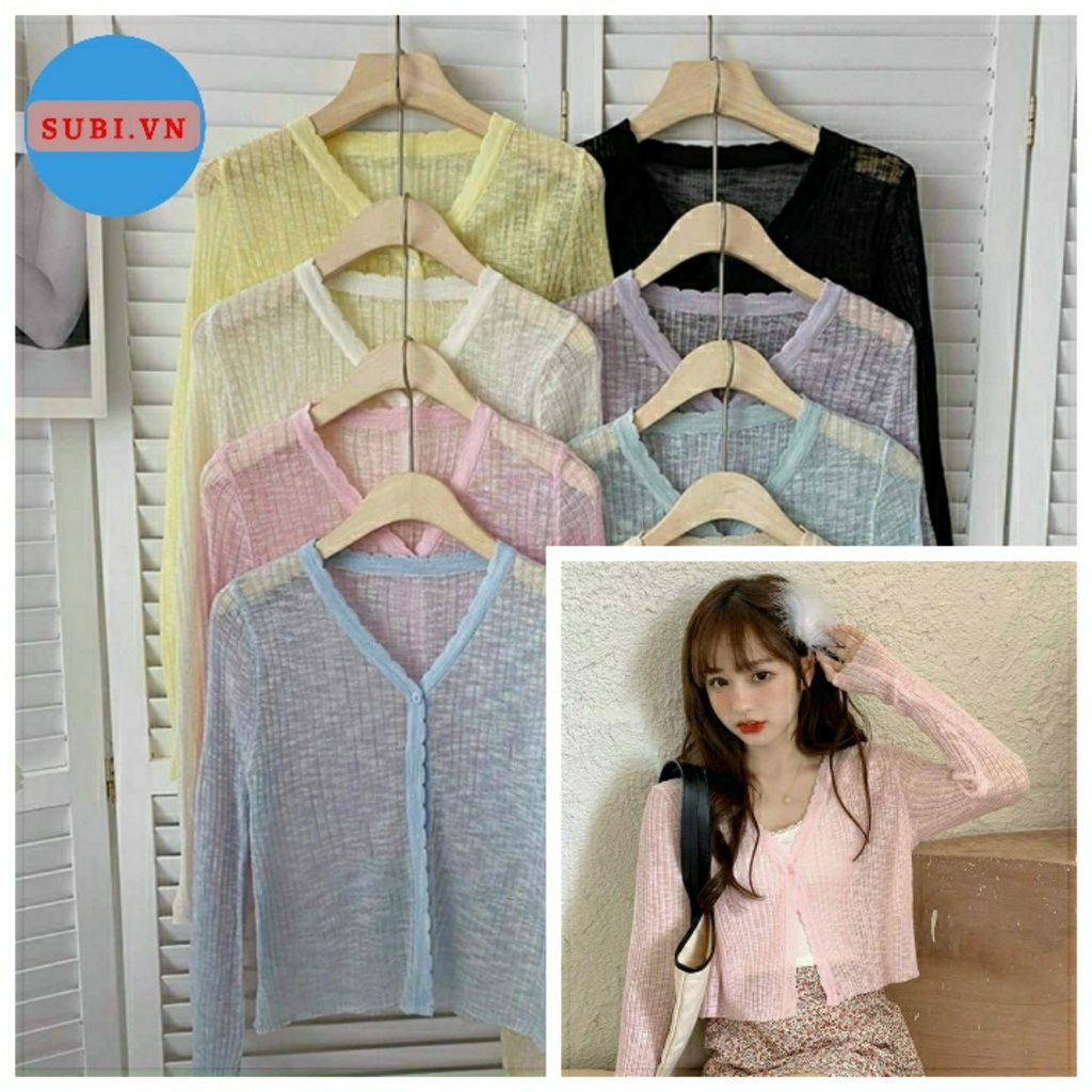 Áo Khoác len Cardigan Mỏng Nhẹ Có Nút Gài Nhiều màu Siêu Dễ Thương