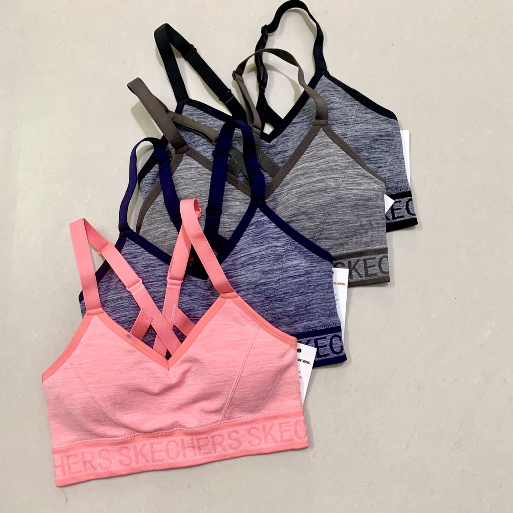 Áo Bra Tập Gym Yoga Nữ Skechers 2 Dây Xuất Xinh Cao Cấp, Vải Thun Dệt Kim Co Dãn Tốt