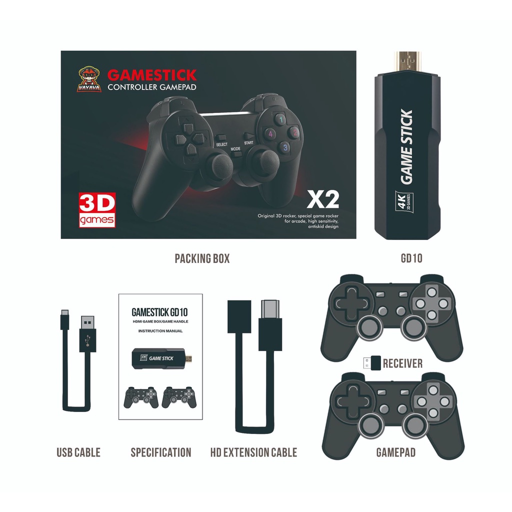 Máy chơi game stick X2 Plus mới 2022, Nâng cấp chơi game 3D, psp, ps1,... chip s905 cao cấp!