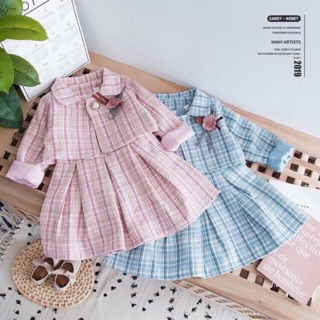 Set váy dạ hoa 2 chi tiết bé gái