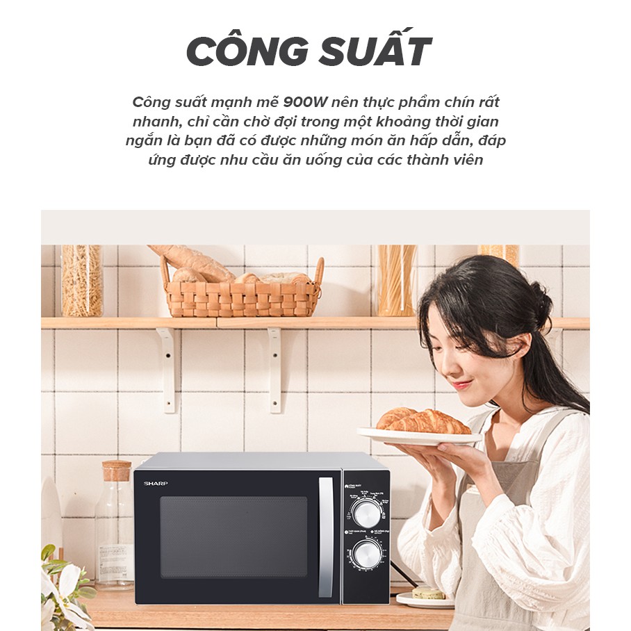 [Mã ELBAU10 giảm 10% đơn 500K] Lò Vi Sóng Cơ Sharp R-31A2VN-S 23L, [ Công Suất 900W, 6 Mức Công Suất,Hẹn Giờ 30']