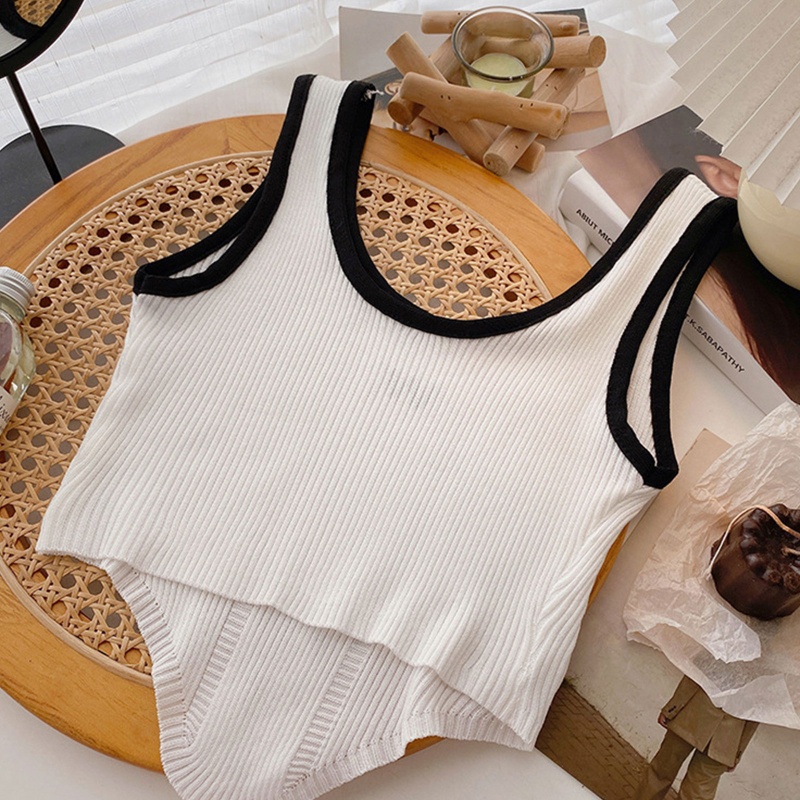 Áo Crop Top Dệt Kim Sát Nách Phong Cách Thể Thao Thời Trang Quyến Rũ Cho Nữ