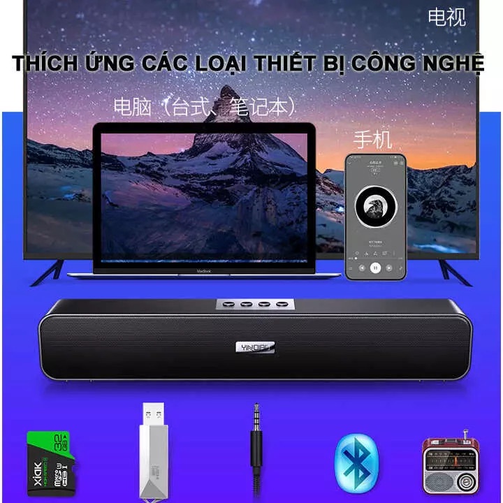 Loa Bluetooth A36 dáng dài âm Bass cực căng, pin trâu 6 tiếng, tương thích nhiều thiết bị