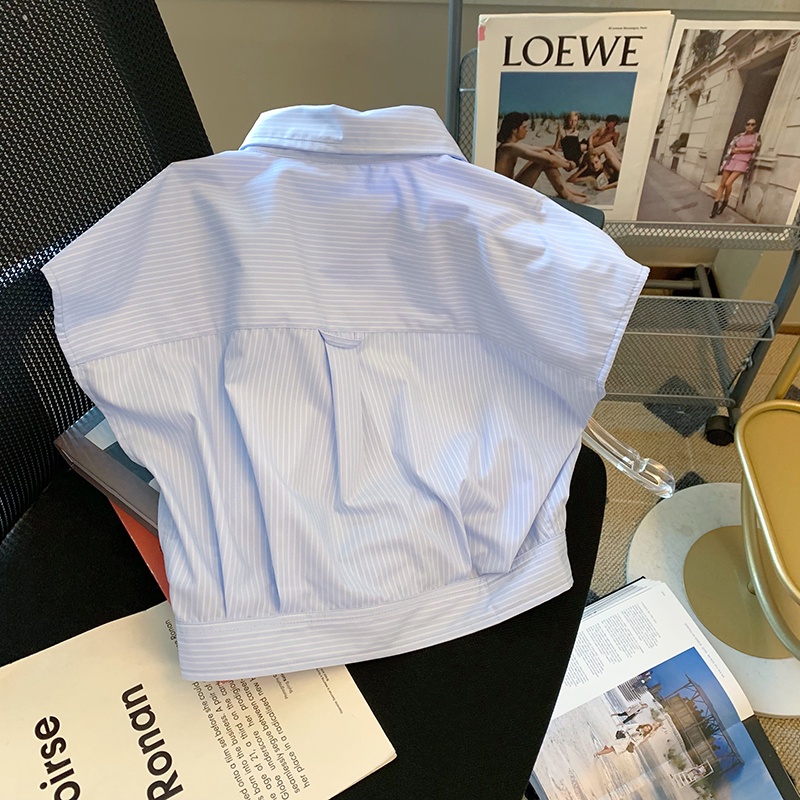 Áo Croptop Không Tay Họa Tiết Kẻ Sọc Đơn Giản Thời Trang Mùa Hè Hàng Mới Dành Cho Bạn Nữ