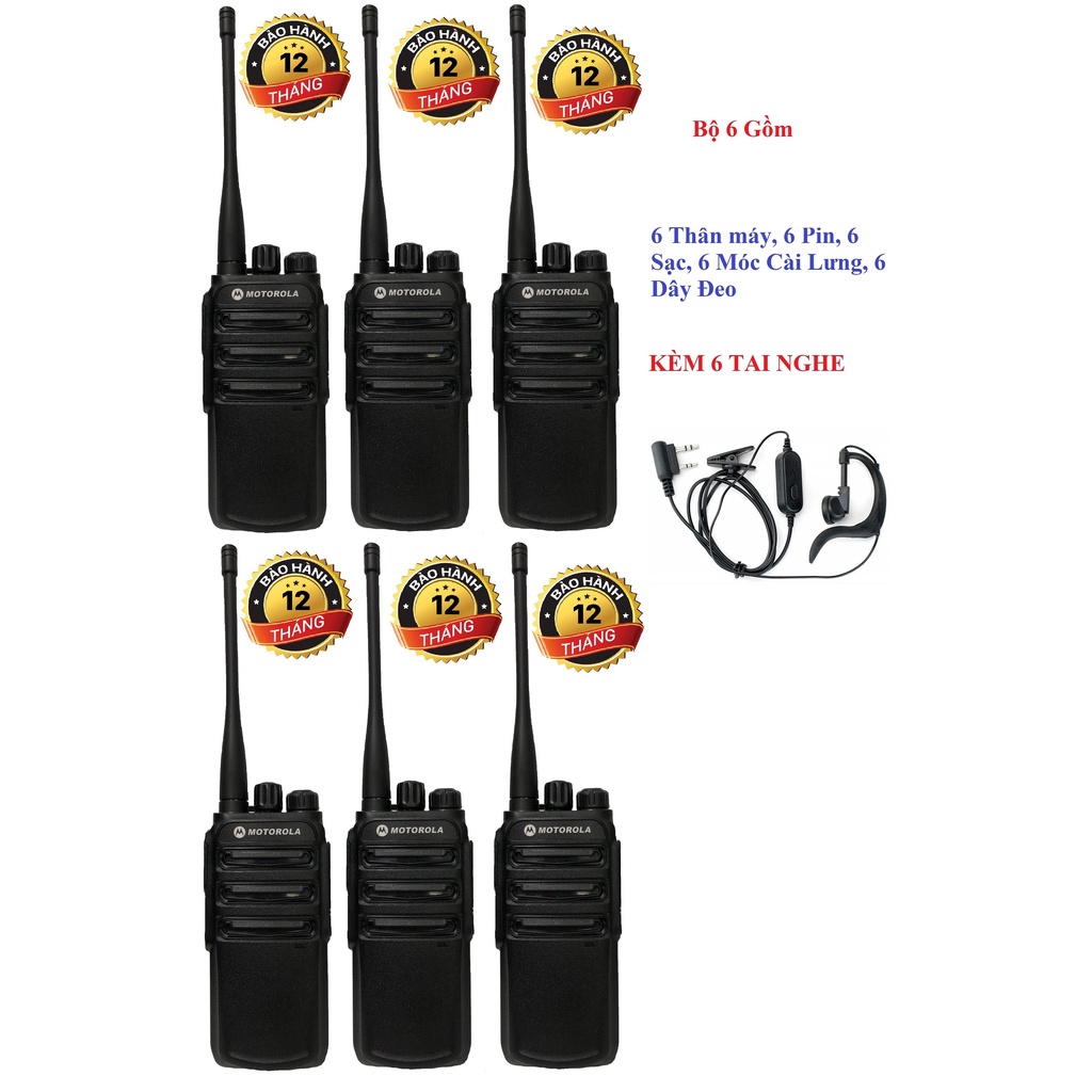 Bộ 6 Bộ đàm Moto CP838 (Siêu bền, Loa chống từ tính, Pin dung lượng lớn, cự ly liên lạc xa)