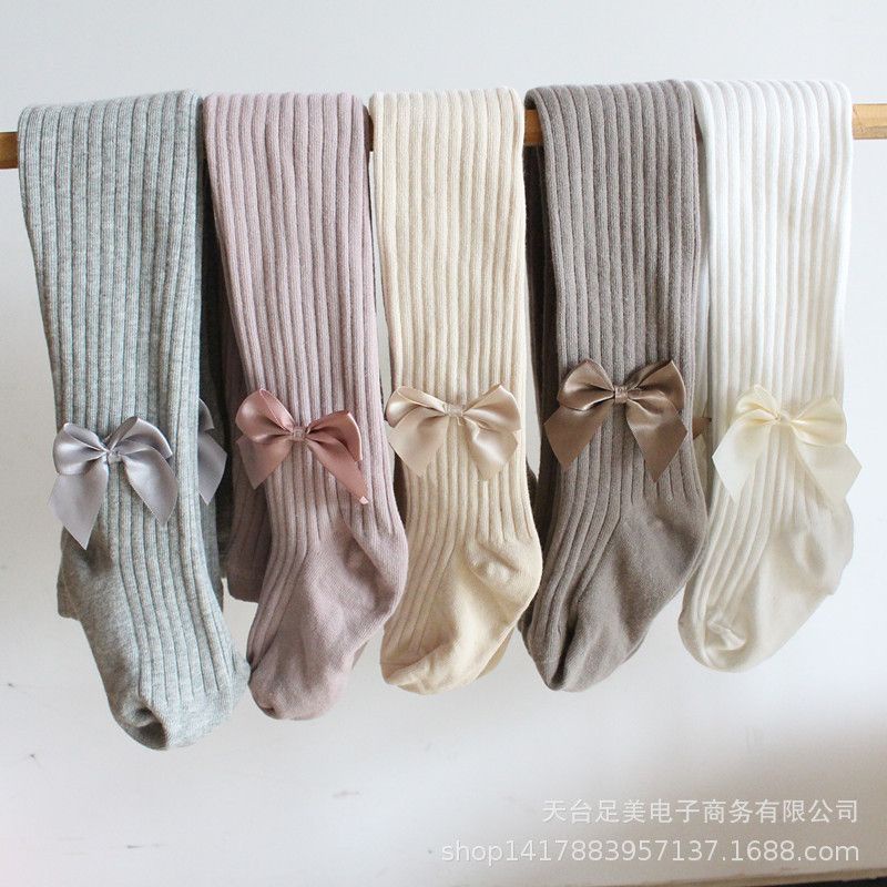 Quần tất liền bàn cho bé gái hình nơ dễ thương chất len mềm mại, ấm áp hàng quảng châu cao cấp cho bé từ 1-9y