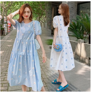 Đầm bầu váy bầu công sở hoa cúc