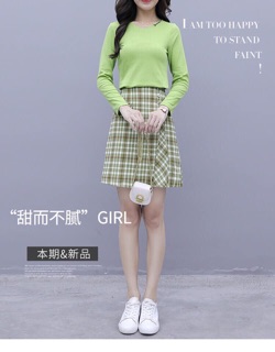 SET VÁY KẺ XANH SIÊU ĐẸP SIZE M