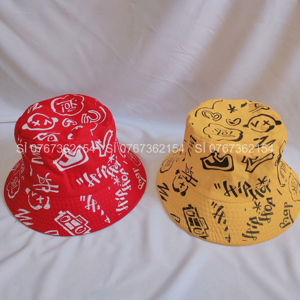 Mũ Bucket Nam Nữ Vành Tròn 1 Lớp Hiphop, Nón Tai Bèo Unisex Thể Thao Chất Vải Thoáng Mát