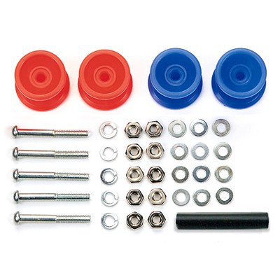 Phụ Kiện Mini 4WD LOW FRICTION PLASTIC DOUBLE ROLLERS (RED &amp; BLUE / 13-12mm)  - GDC 15457 TAMIYA