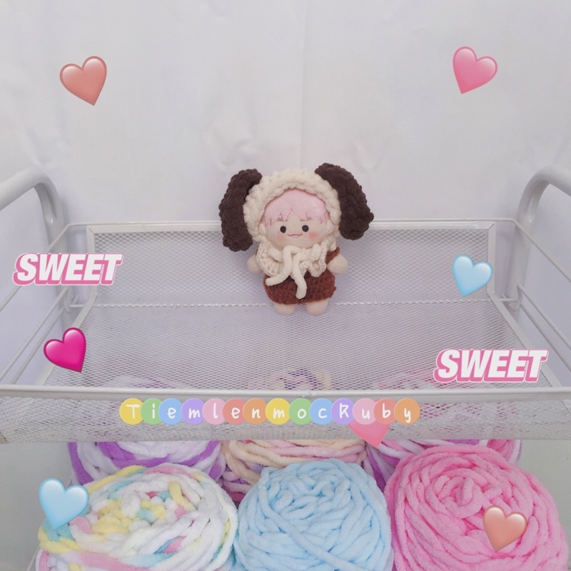 Cài đầu len tai thú cho doll 10,15,20cm