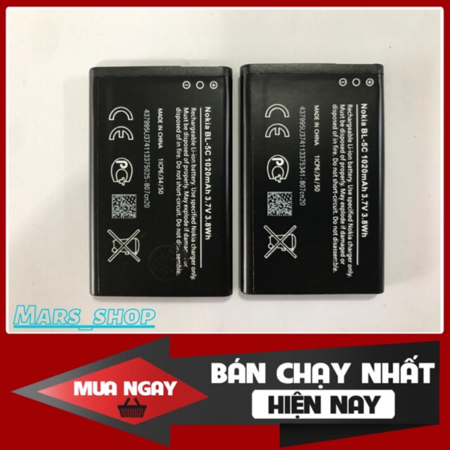 Pin nokia BL 5c 1020mAh 3.7v 3.8Wh / nokia 1280/1200/105/107/108