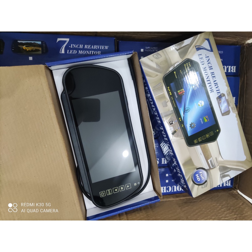 Màn hình gương 7 inchs ô tô, hiển thị camera lùi, camera tiến cho xe ô tô 12/24V - loại Ko cổng USB