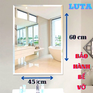 [BẢO HÀNH BỂ VỠ]  Gương phòng tắm 45x60 kèm PAS GƯƠNG INOX 304 chống ố, ẩm mốc tiện lợi
