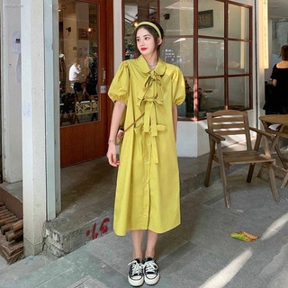 Đầm Tay Phồng Thắt Nơ Cổ Điển Thời Trang Mùa Hè Pháp Hàng Mới Dành Cho Bạn Nữ 2021