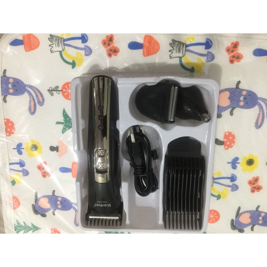 Tông Đơ Cắt Tóc Cạo Râu Tỉa Lông Mũi Đa Năng Chất Lượng Cao Kemei KM - 1506 Công Suất 3W