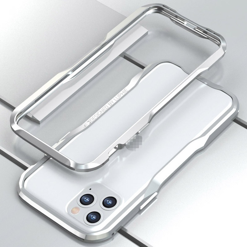 LUPHIE Original Aluminum Metal Bumper Frame compatible for iPhone 11 Pro Max X XS XR 7 8 Plus SE Luxury Case Shockproof Armor irregularly Aluminum Cover