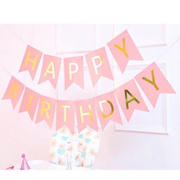 Đồ trang trí bong bóng Dây chữ happy birthday ép kim loại đẹp có video ảnh thật