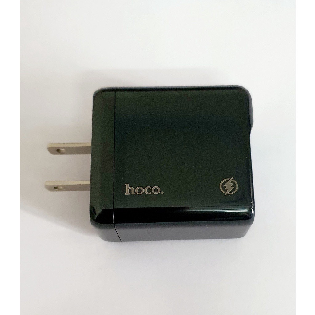 Cốc sạc PD20W Hoco HK27 chân dẹt cổng USB và Type-C , QC3.0 chất liệu chống cháy cao cấp - BH 6 tháng