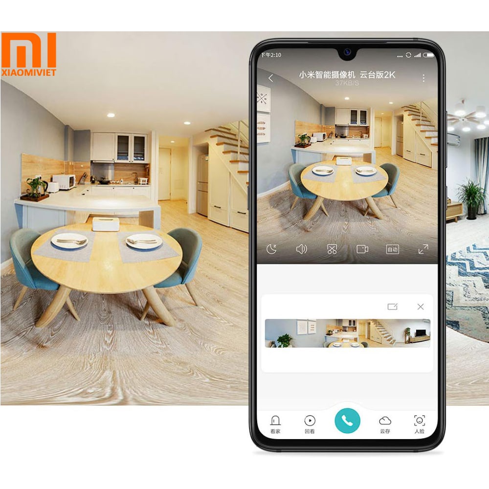 Camera wifi Xiaomi 2K-1296P siêu nét, xoay 360 độ, theo dõi chuyển động, hồng ngoại, đàm thoại 2 chiều