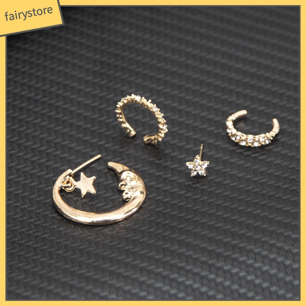 Set 1 / 4 Khuyên Vành Tai Đính Ngọc Trai Giả Thời Trang Cho Nữ