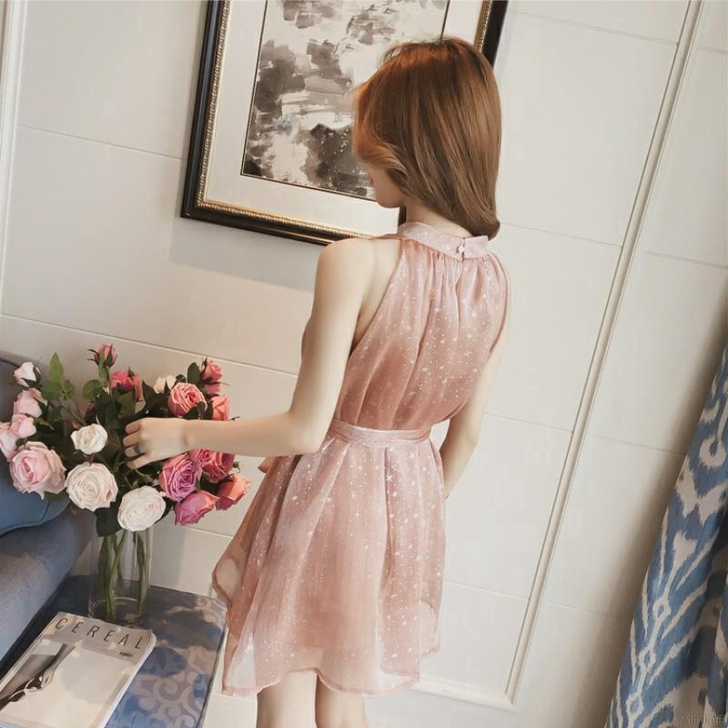 Đầm chiffon dáng rộng đính kim sa lấp lánh