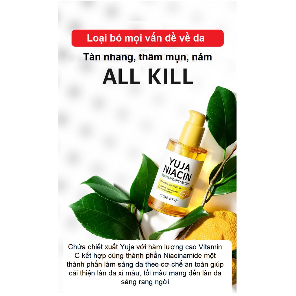 Combo Tinh chất + Kem Dưỡng Ẩm, Trắng Da Chiết Xuất Quả Thanh Yên Some By Mi Yuja Niacin 30 days (Serum + Kem)
