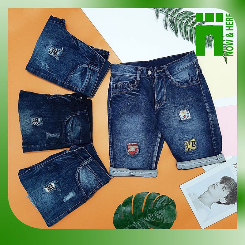 Quần short jean nam phối hình đẹp, quần ngố nam có size đến 80kg - NH Shop