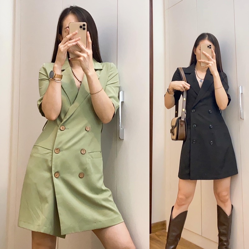 Váy đầm body nữ 6 khuy cá tính hàng thiết kế Huien Design phong cách sang trọng, thời thượng, đầm dự tiệc