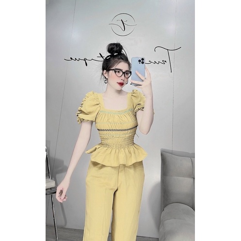 Set thêu viền có tay mặc nhà